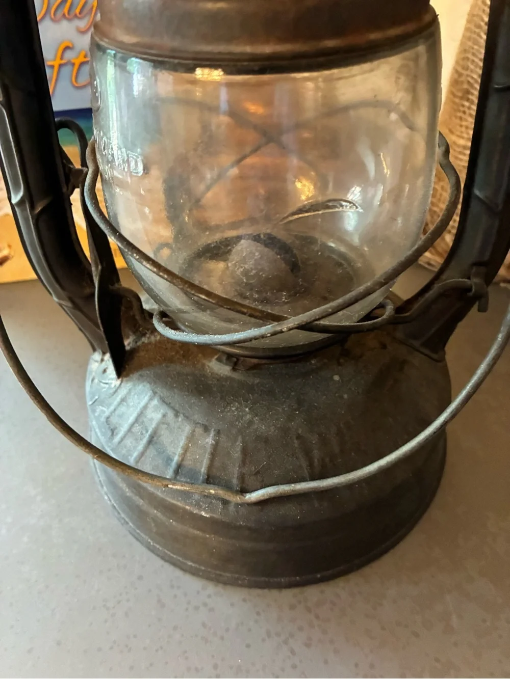 Old VINTAGE, DIETZ N.Y. USA Little Wizard, Iron lantern kerosene oil lamp.